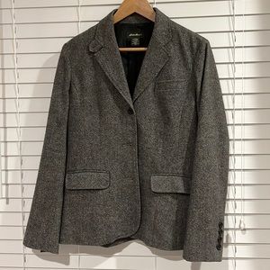 Eddie Bauer Ladies Wool Blazer, Charcoal Grey, Size 10